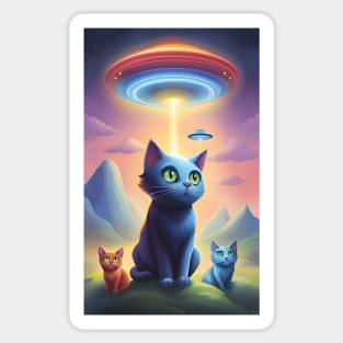 Cats UFO Abductions Sticker